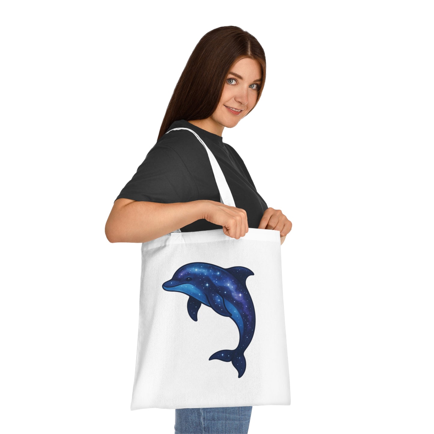 Cosmic Galaxy Dolphin Tote Bag