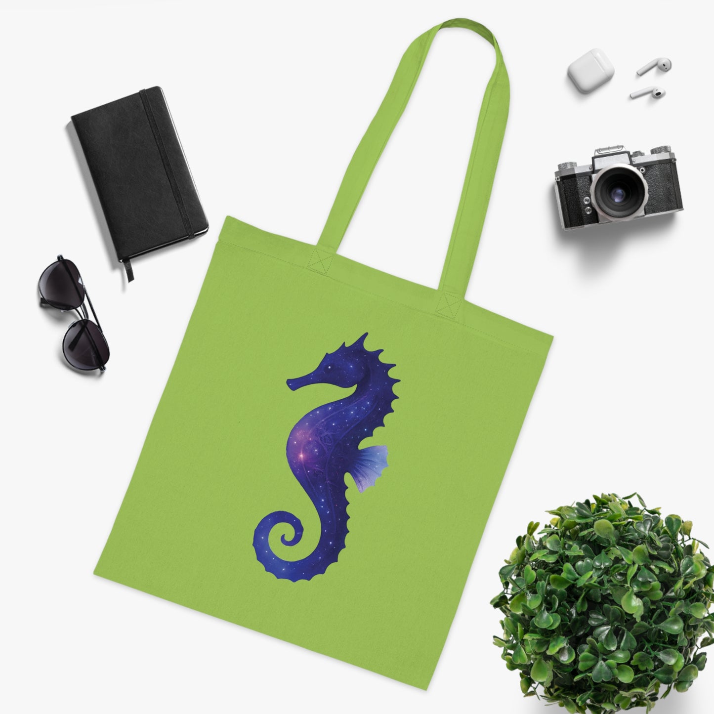 Cosmic Galaxy Seahorse Tote Bag