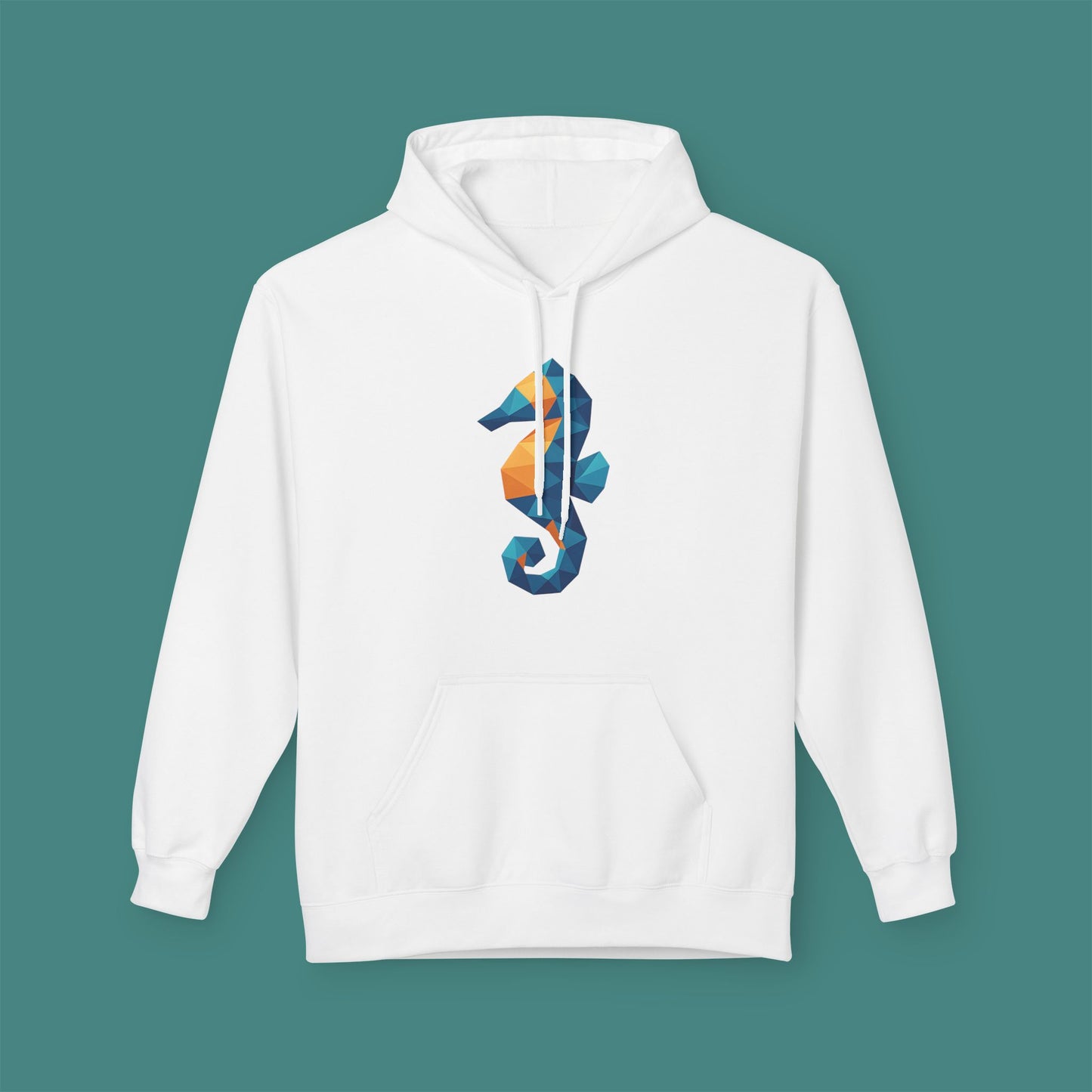 Geometric Polygon Seahorse Fleece Unisex Hoodie