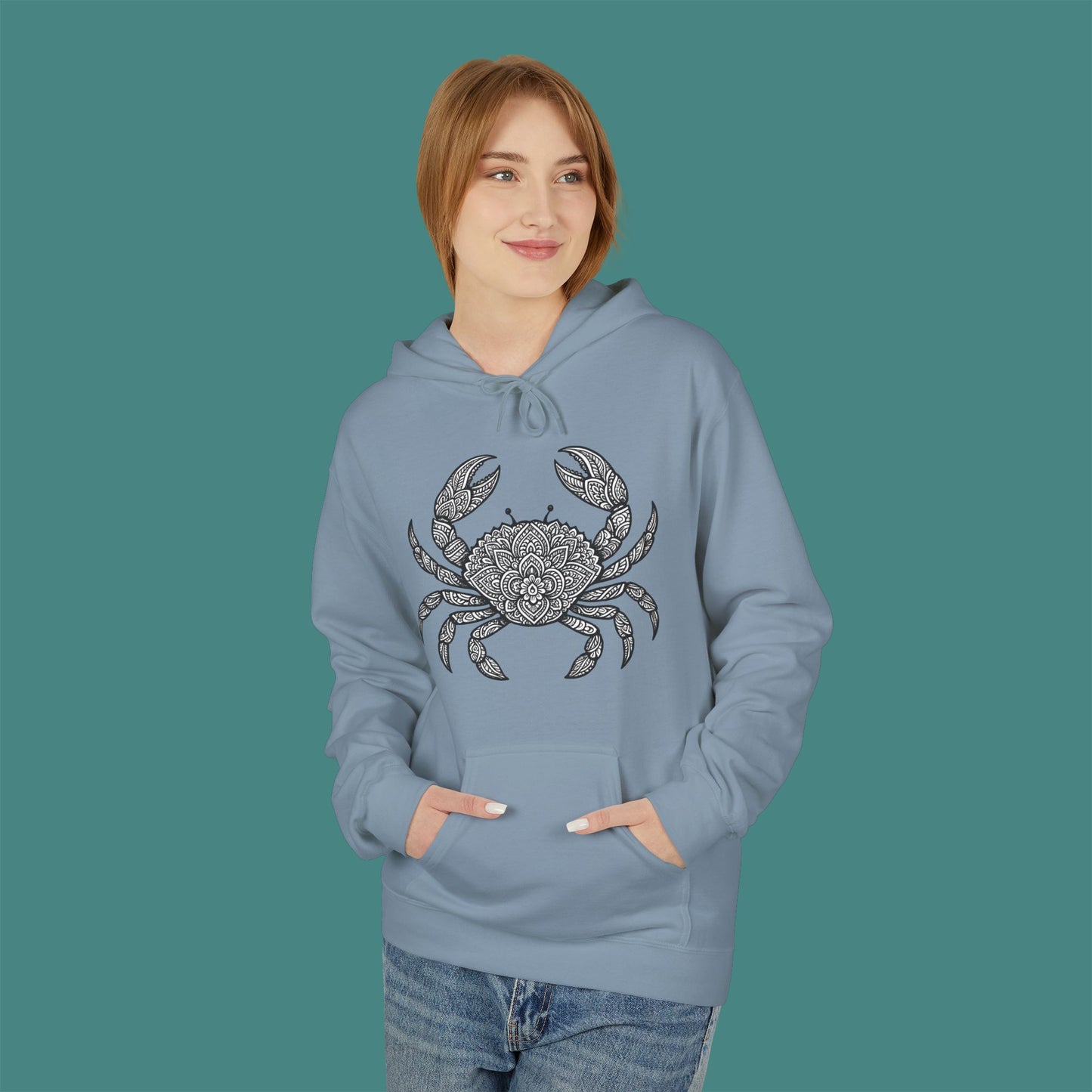 Intricate Mandala Crab Fleece Unisex Hoodie