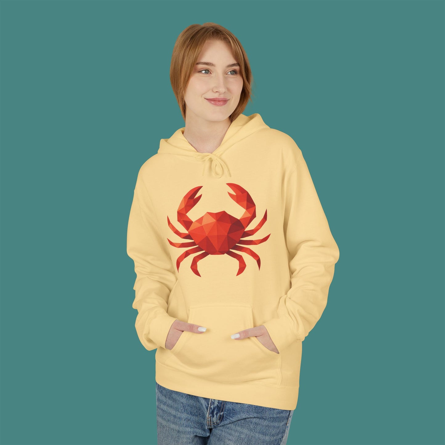 Geometric Polygon Crab Fleece Unisex Hoodie