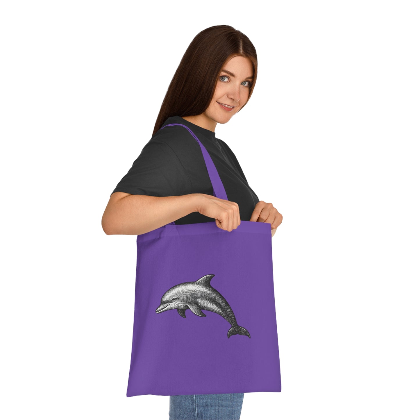Vintage Etching Dolphin Tote Bag