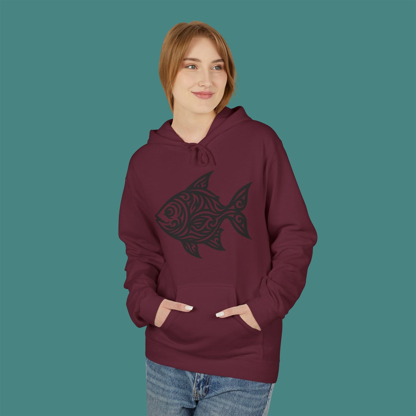 Tribal Tattoo Fish Fleece Unisex Hoodie