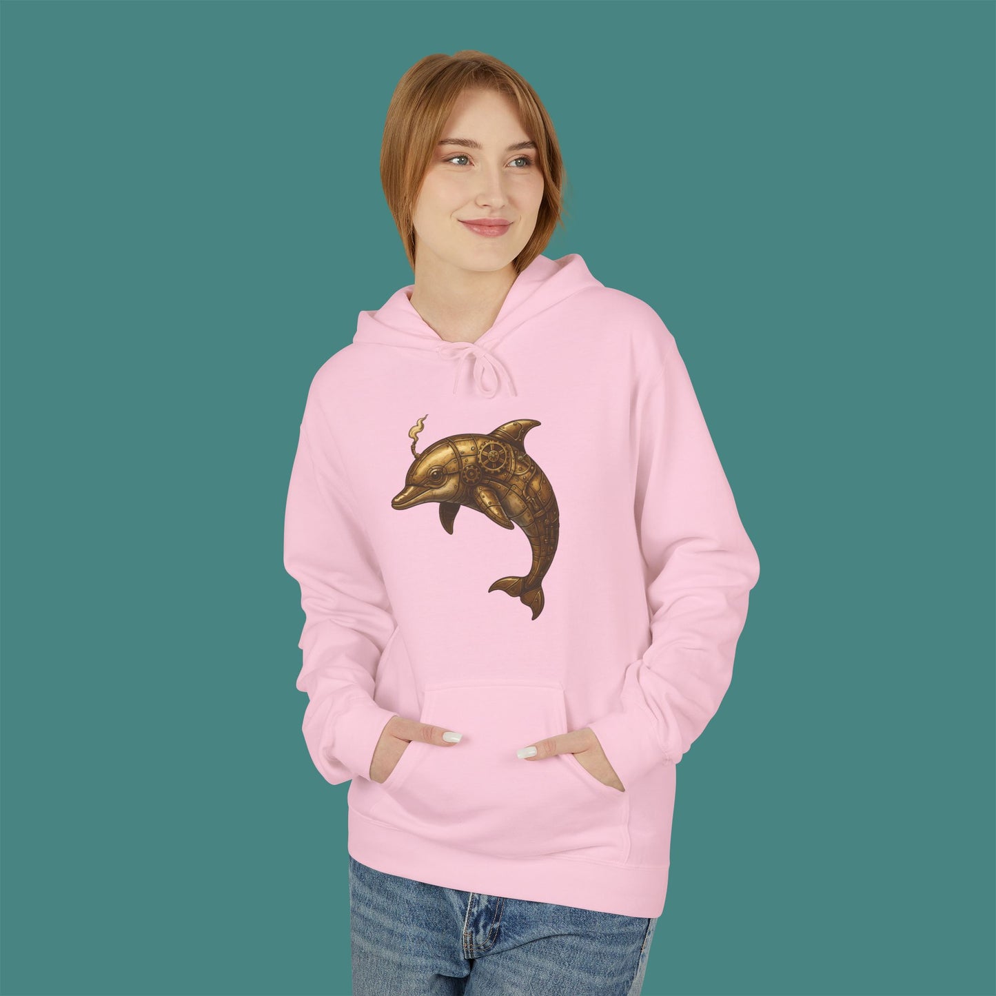Steampunk Mechanical Dolphin Fleece Unisex Hoodie