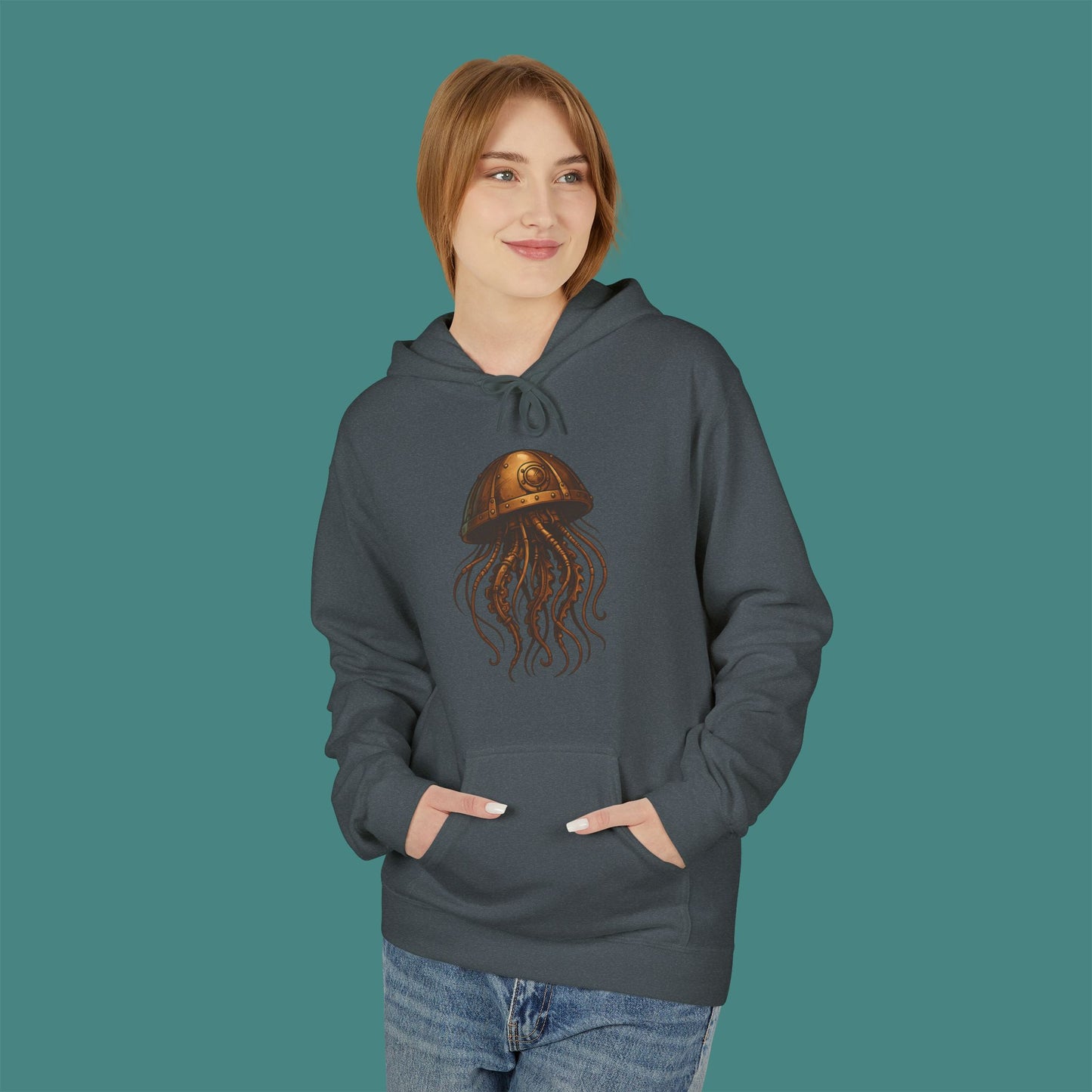 Steampunk Mechanical Jellyfish Fleece Unisex Hoodie
