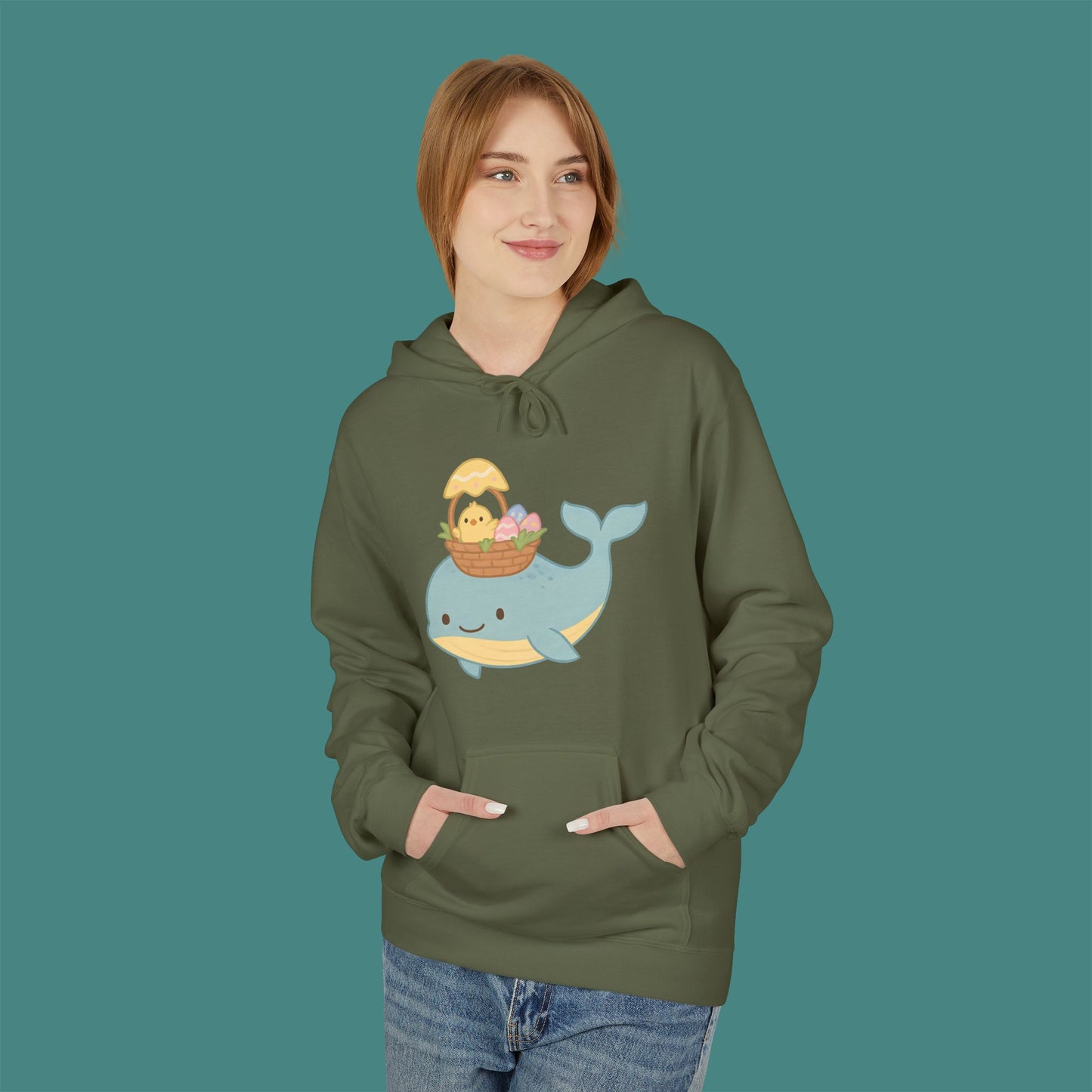 Easter Whale Fleece Unisex Hoodie