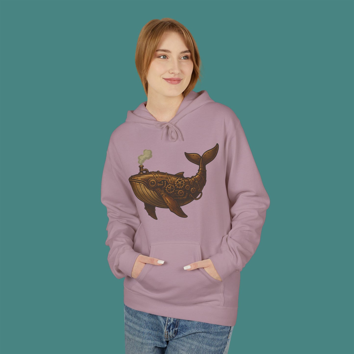 Steampunk Mechanical Whale Fleece Unisex Hoodie