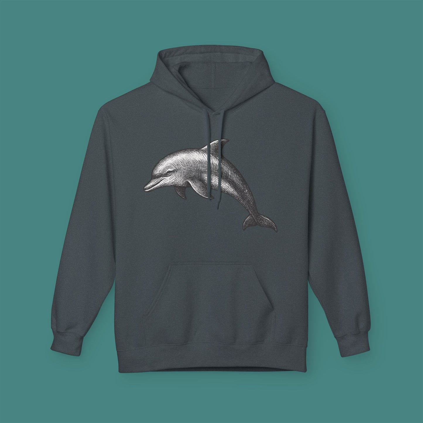 Vintage Etching Dolphin Fleece Unisex Hoodie