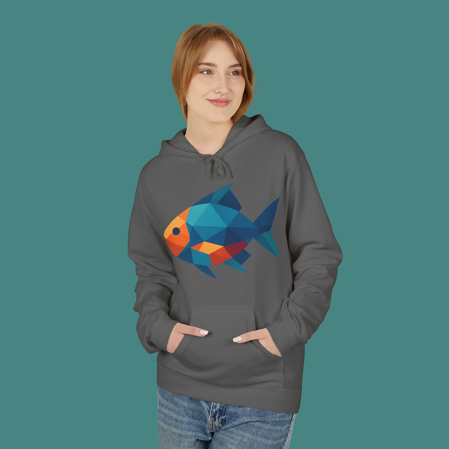 Geometric Polygon Fish Fleece Unisex Hoodie