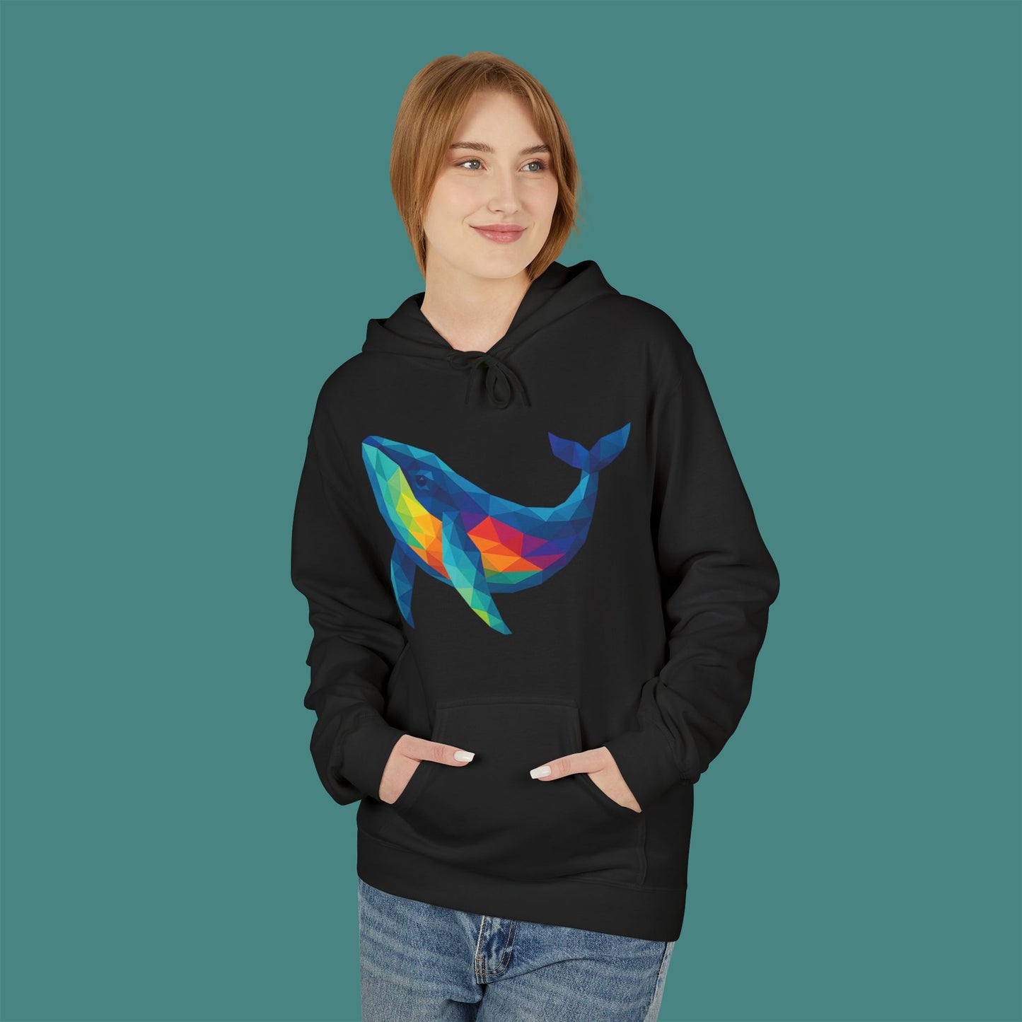Geometric Polygon Whale Fleece Unisex Hoodie
