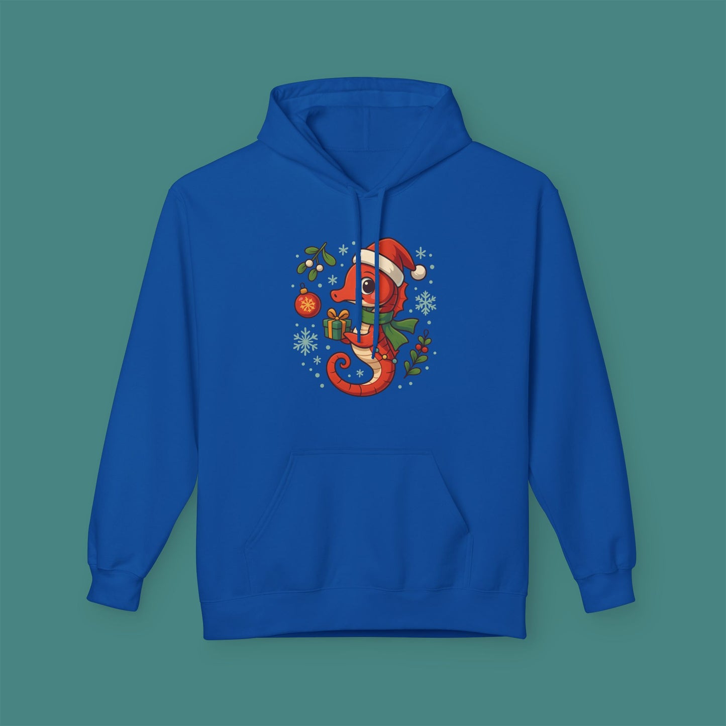 Christmas Seahorse Fleece Unisex Hoodie