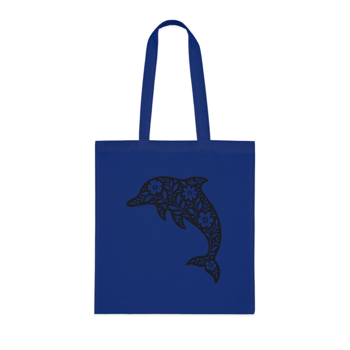 Floral Dolphin Silhouette Tote Bag
