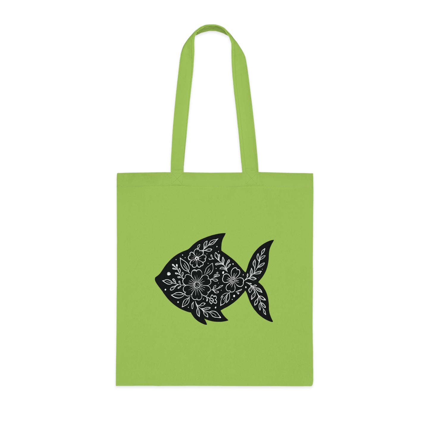 Floral Fish Silhouette Tote Bag