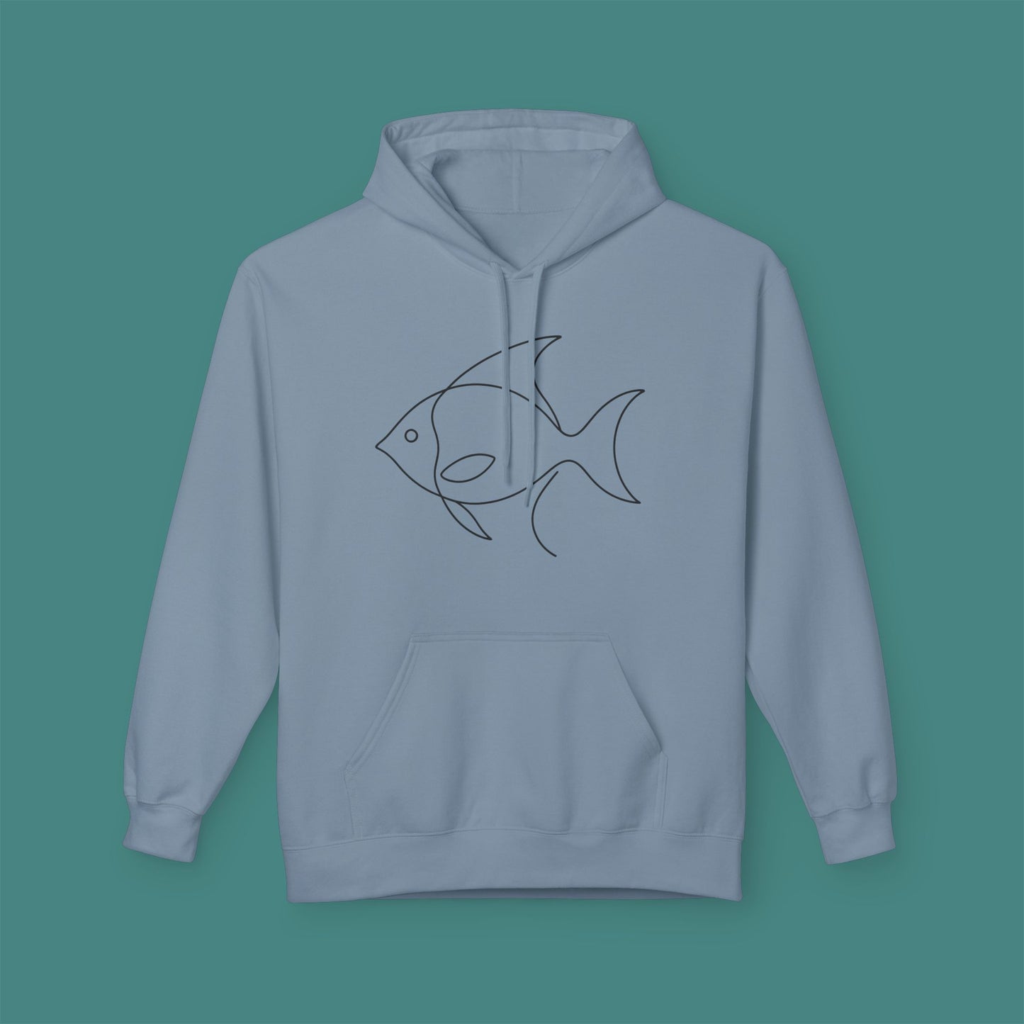 Minimalist Line Art Fish Fleece Unisex Hoodie