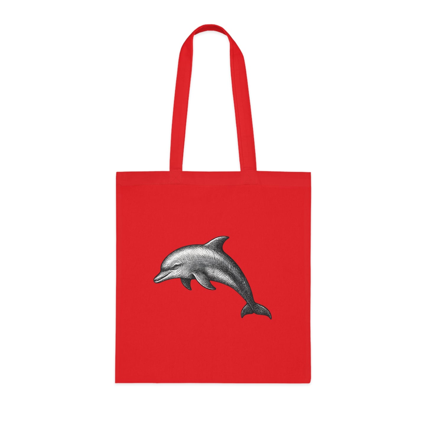 Vintage Etching Dolphin Tote Bag