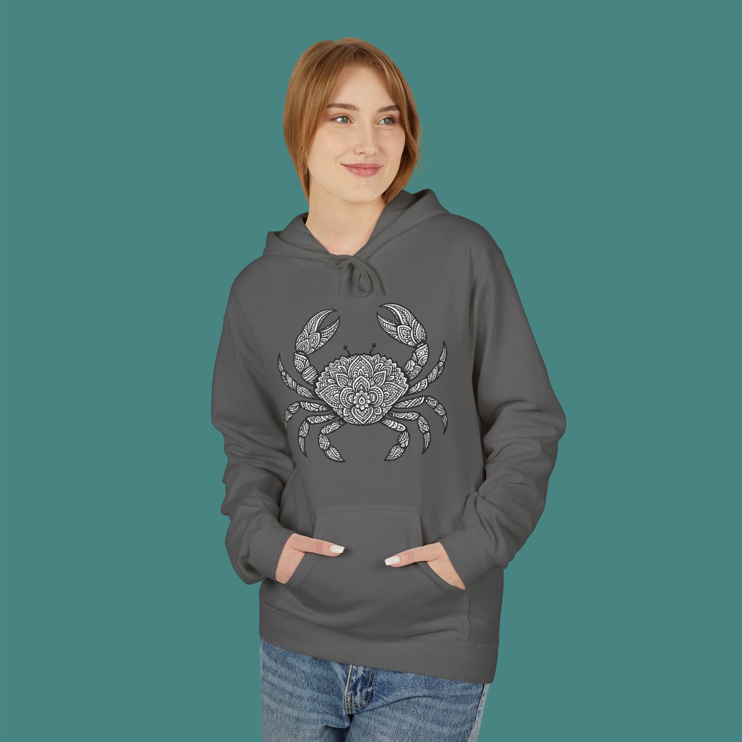 Intricate Mandala Crab Fleece Unisex Hoodie