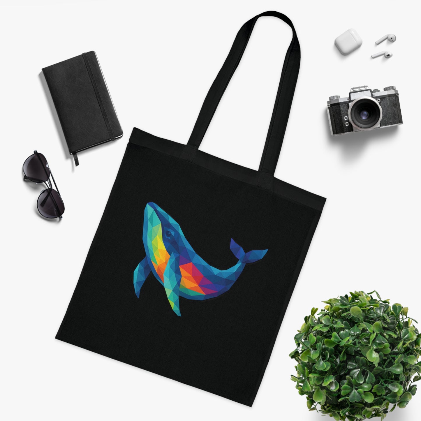 Geometric Polygon Whale Tote Bag