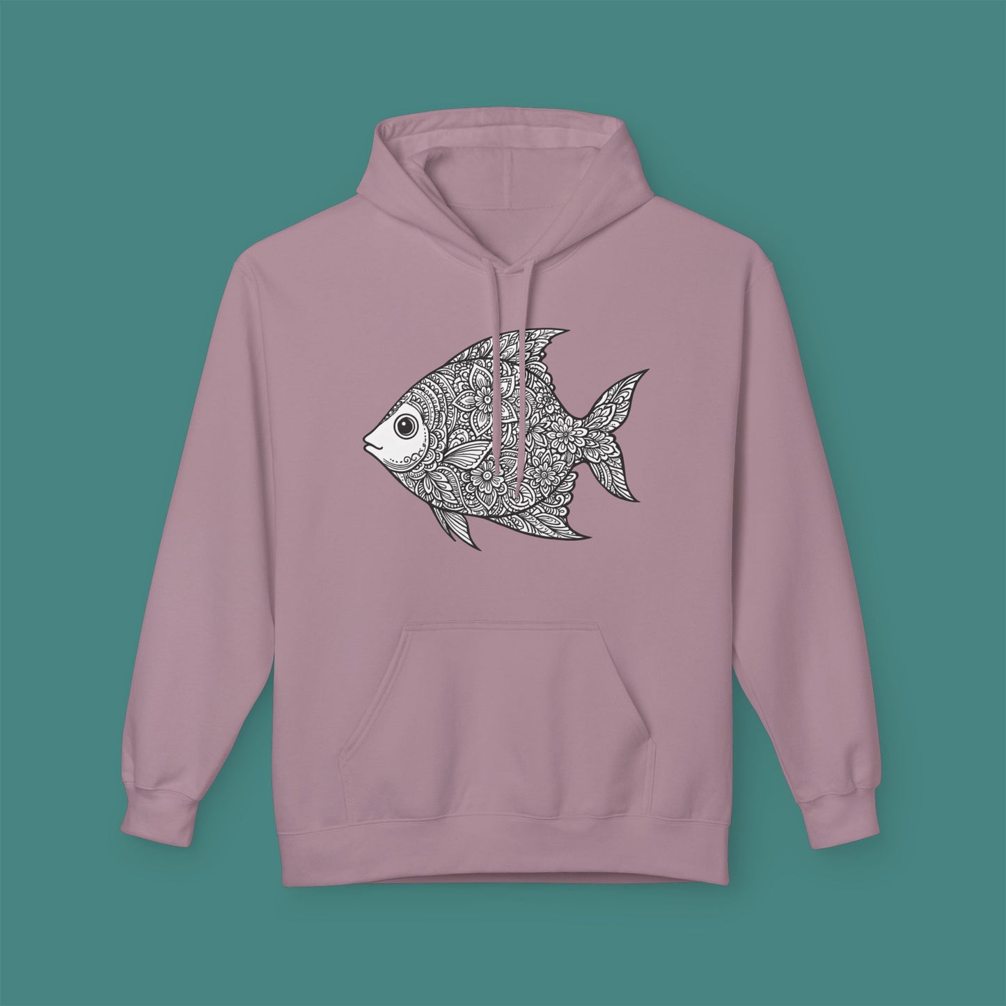 Intricate Mandala Fish Fleece Unisex Hoodie