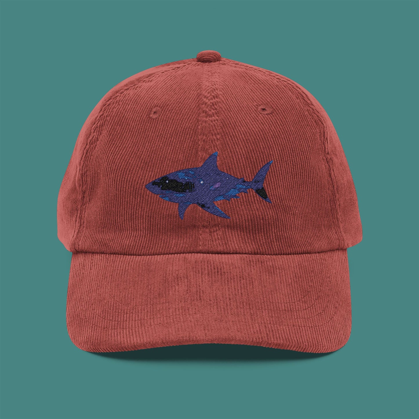 Cosmic Galaxy Shark Corduroy Embroidered Cap