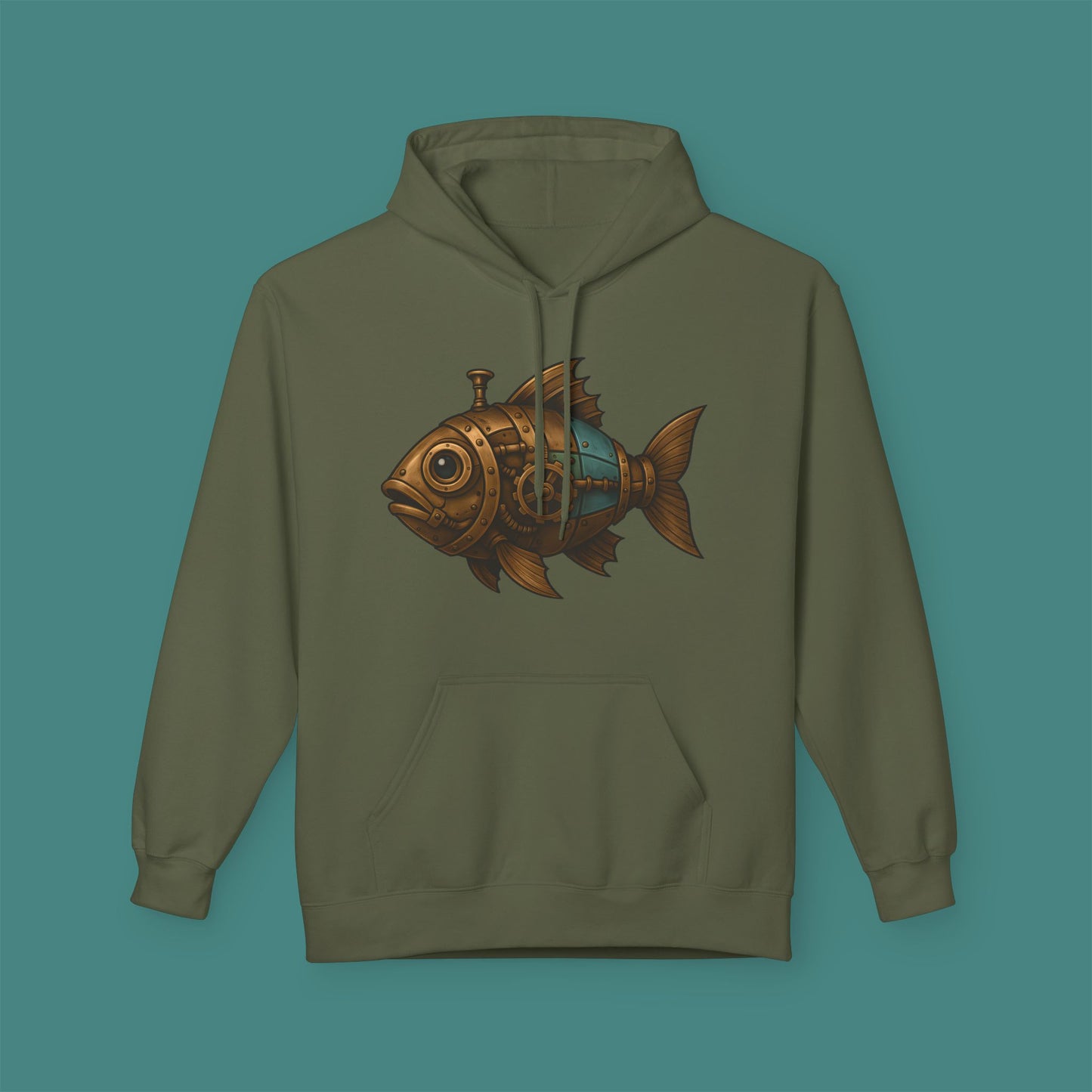 Steampunk Mechanical Fish Fleece Unisex Hoodie