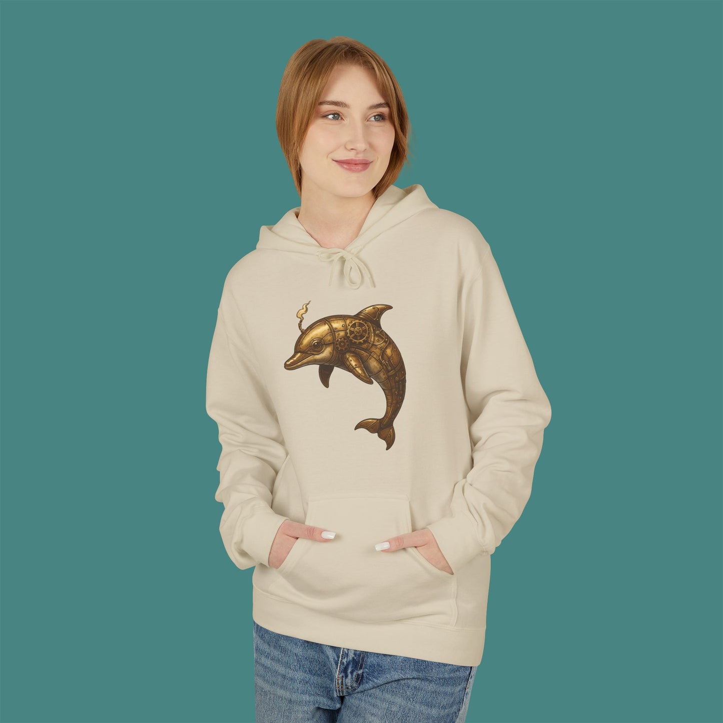 Steampunk Mechanical Dolphin Fleece Unisex Hoodie