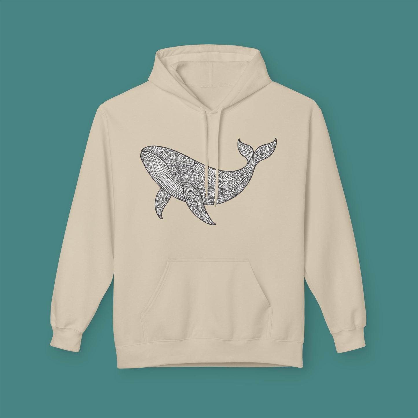 Intricate Mandala Whale Fleece Unisex Hoodie