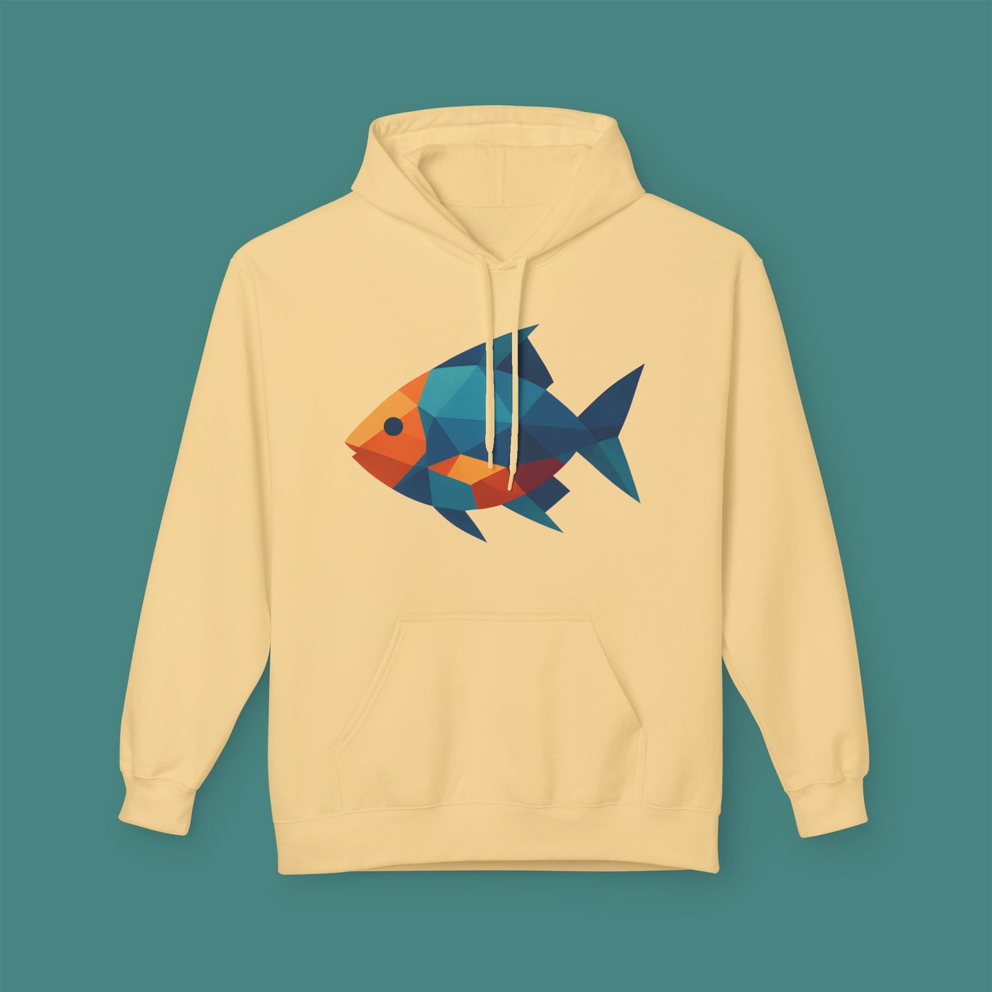Geometric Polygon Fish Fleece Unisex Hoodie