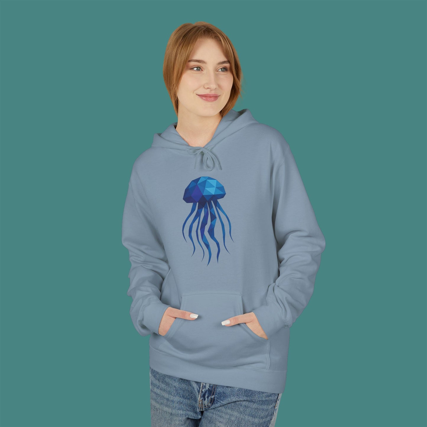 Geometric Polygon Jellyfish Fleece Unisex Hoodie