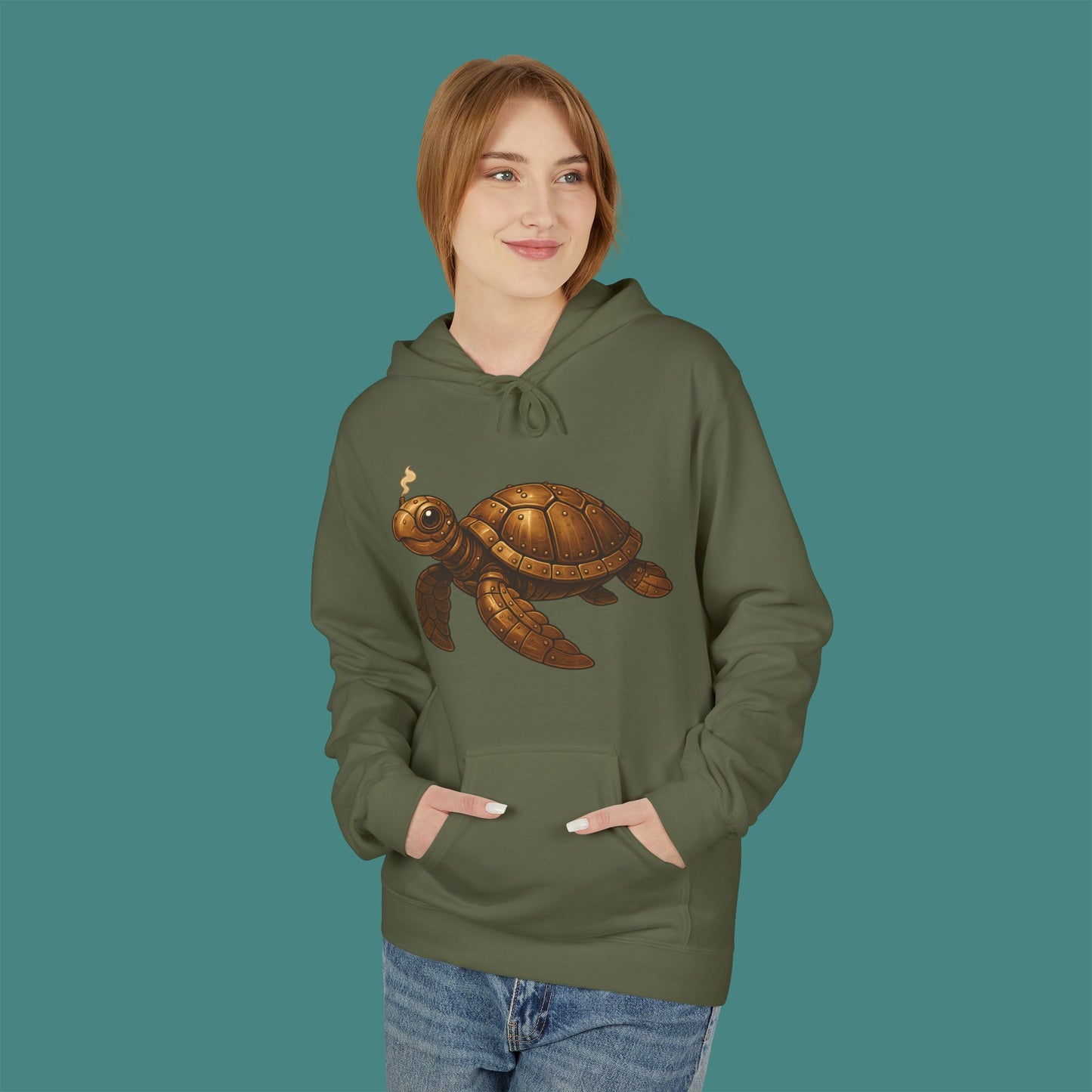 Steampunk Mechanical Turtle Fleece Unisex Hoodie