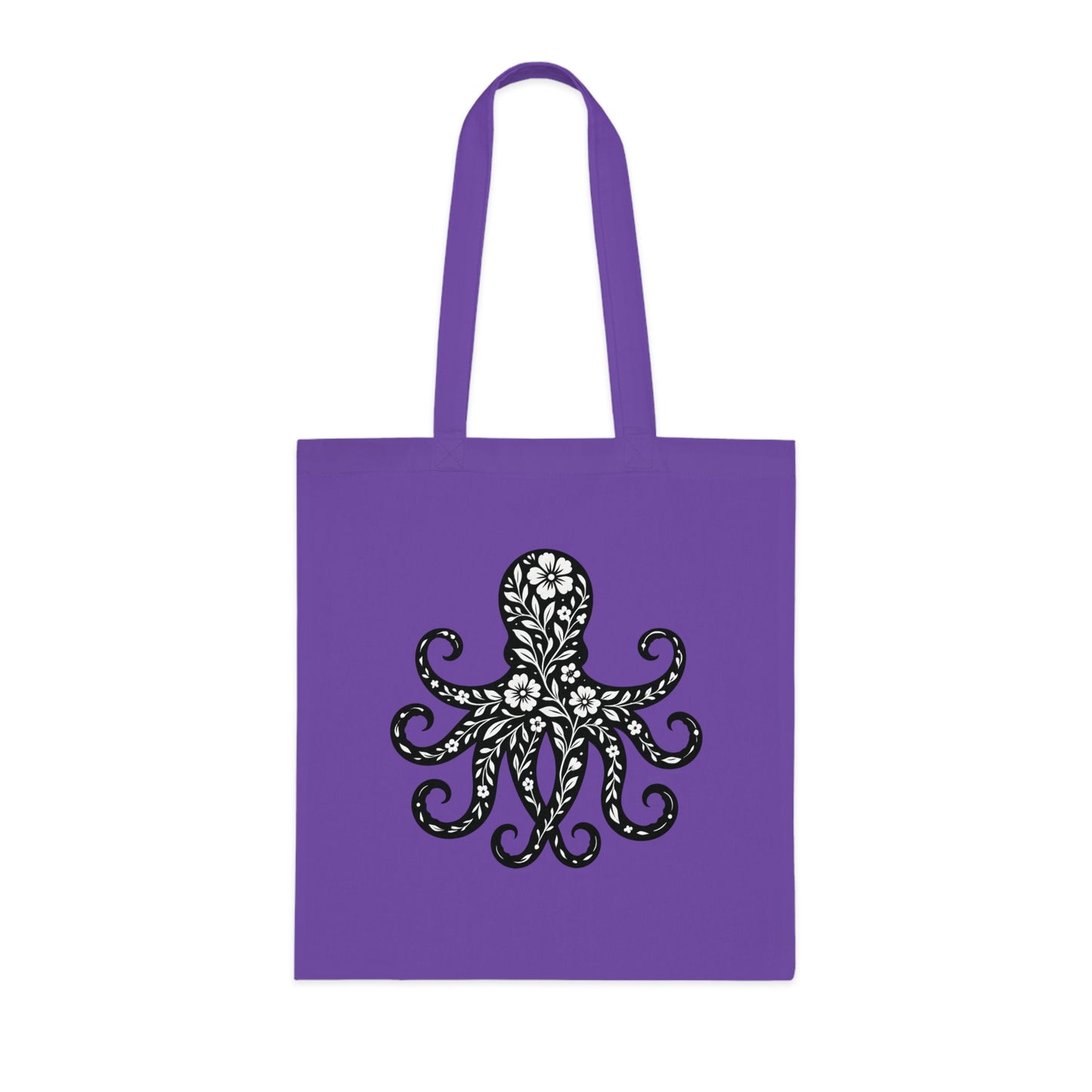 Floral Octopus Silhouette Tote Bag