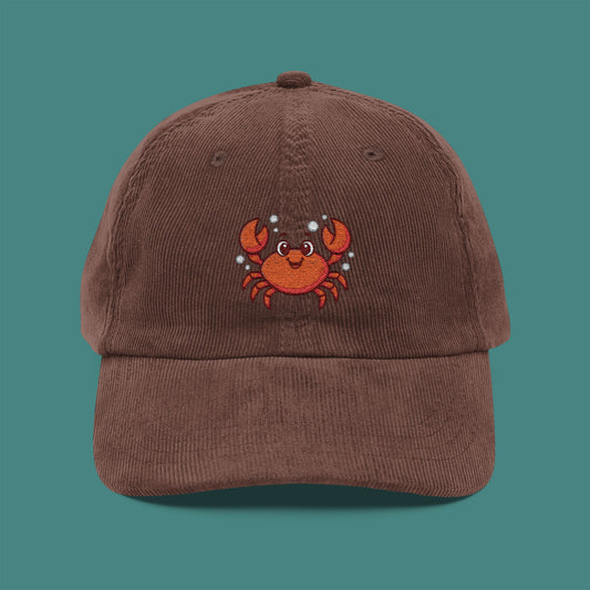 Cartoon Cute Crab Corduroy Embroidered Cap