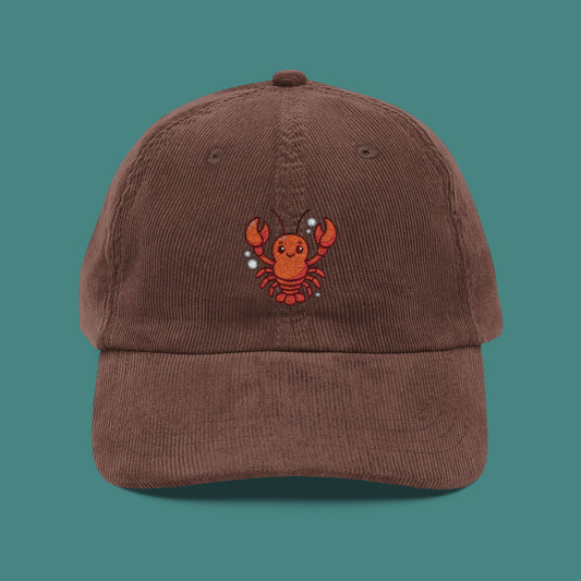 Cartoon Cute Lobster Corduroy Embroidered Cap