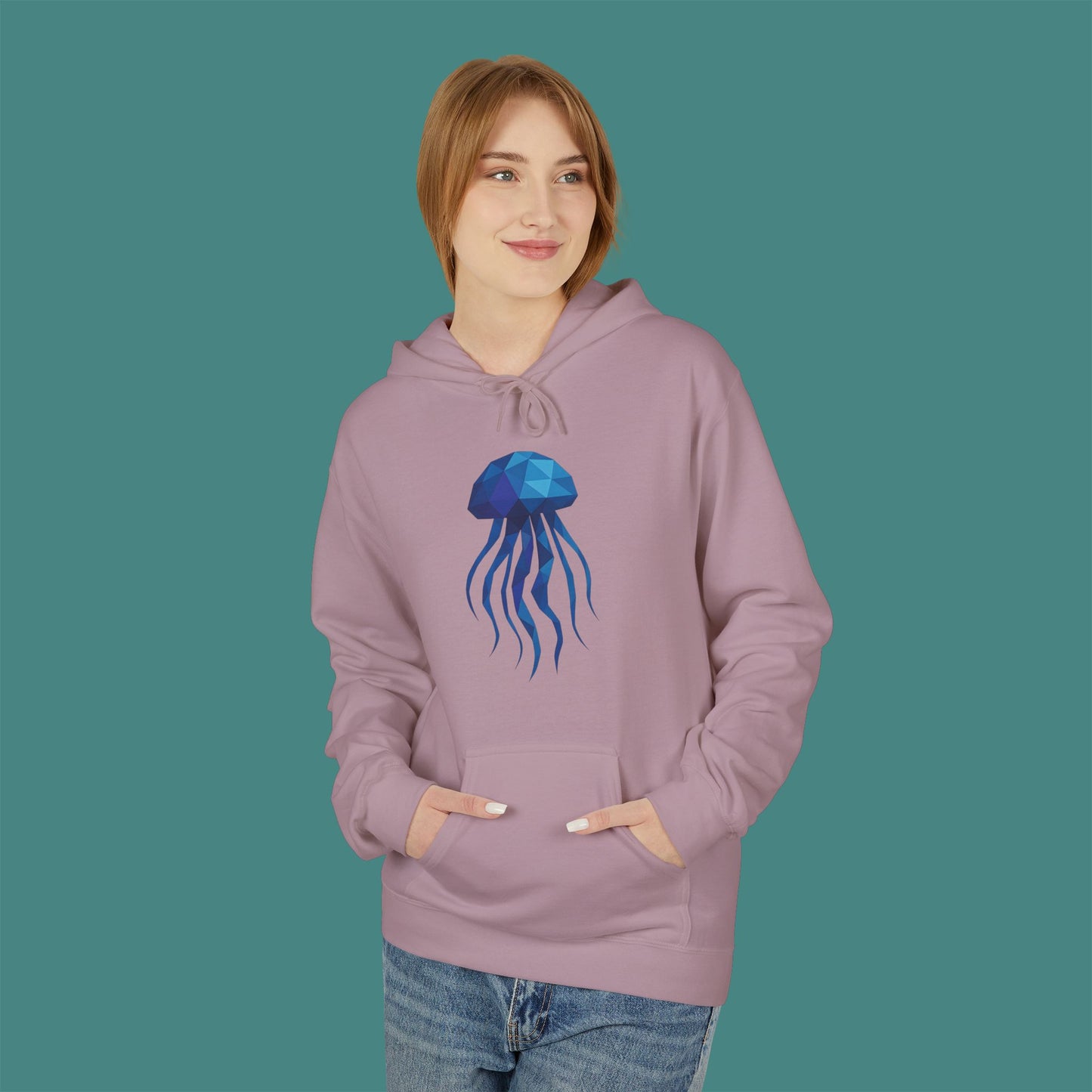 Geometric Polygon Jellyfish Fleece Unisex Hoodie
