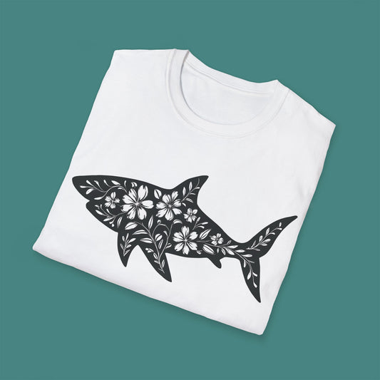 Floral Shark Silhouette Unisex T-Shirt