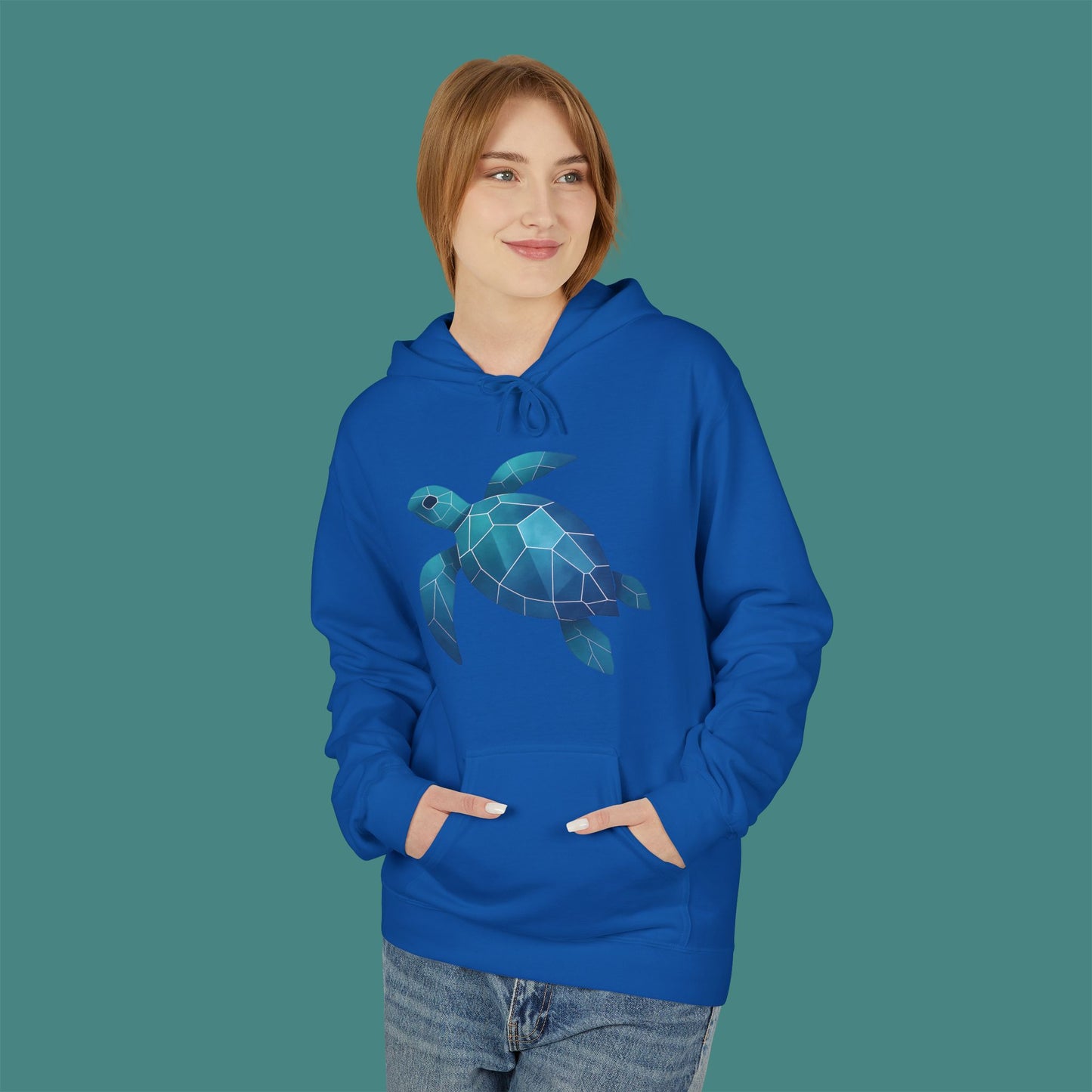 Geometric Polygon Turtle Fleece Unisex Hoodie
