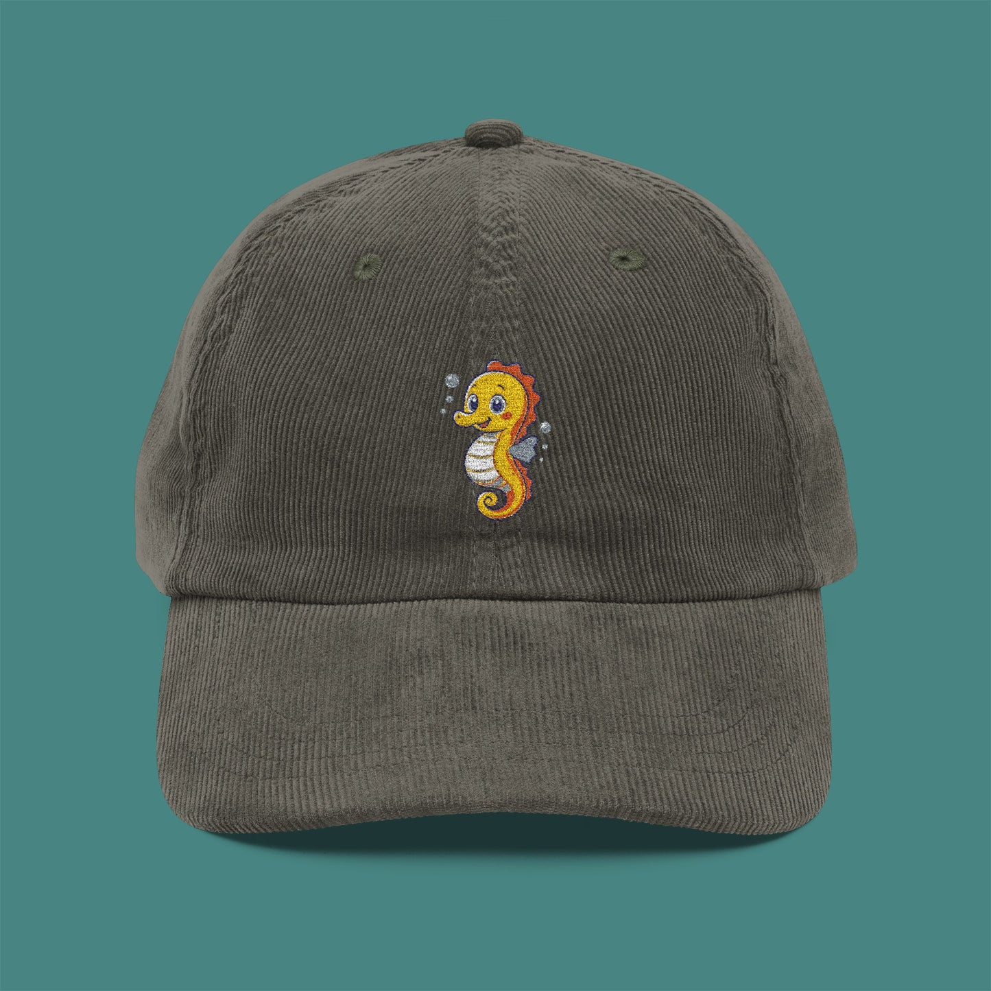 Cartoon Cute Seahorse Corduroy Embroidered Cap