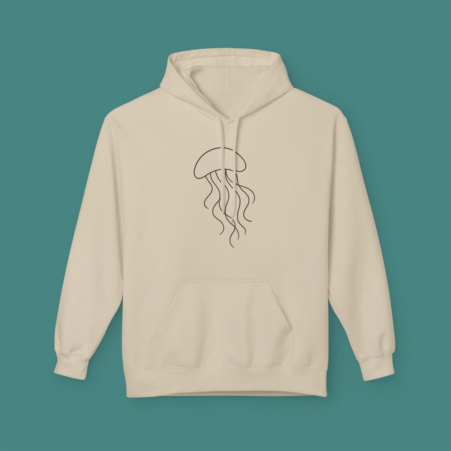 Minimalist Line Art Jellyfish Fleece Unisex Hoodie