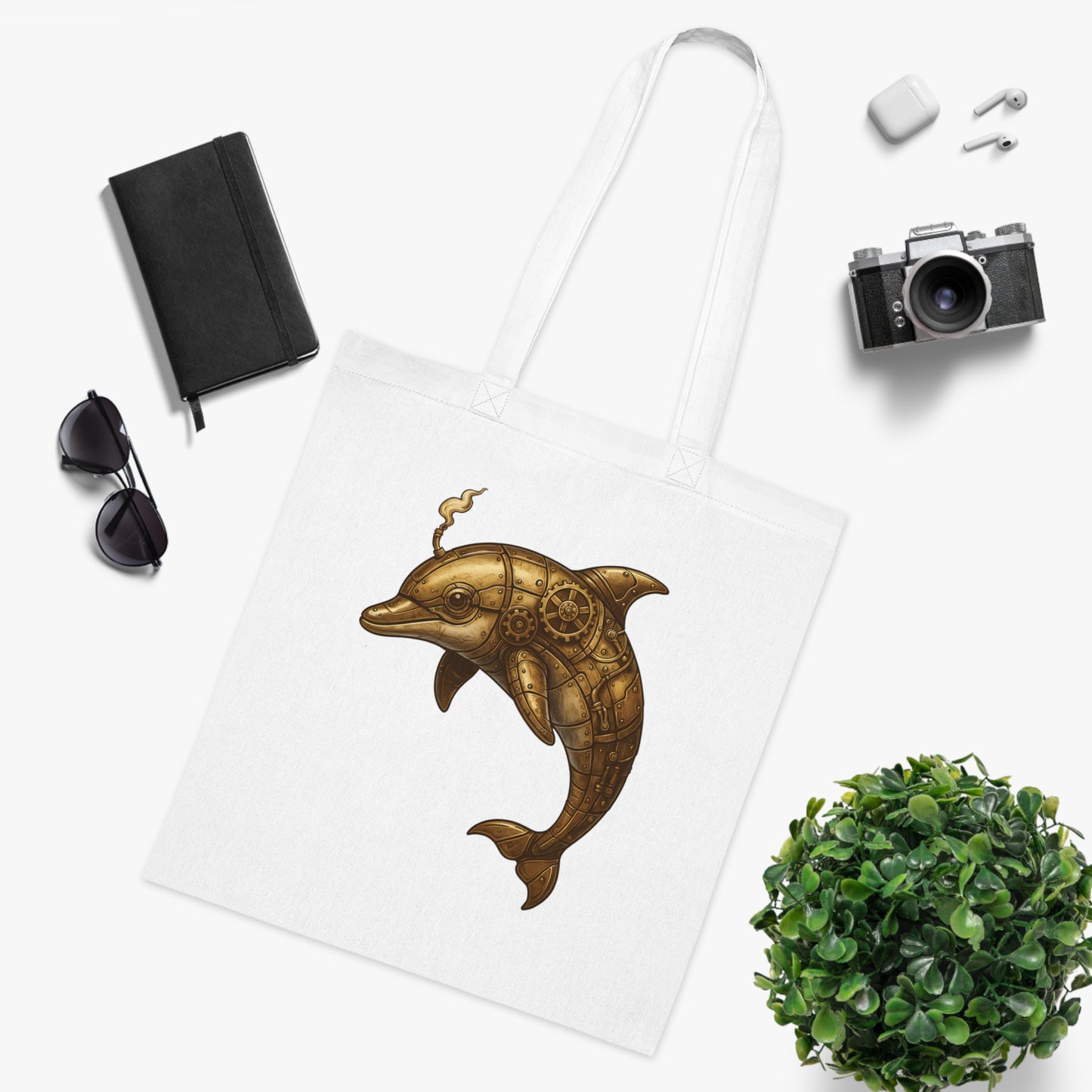 Steampunk Mechanical Dolphin Tote Bag