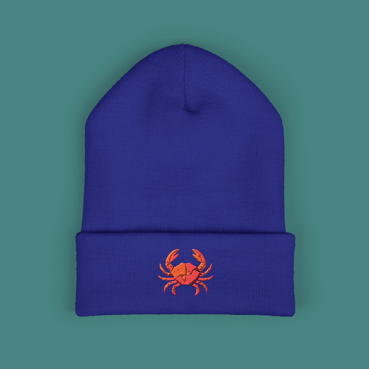 Geometric Polygon Crab Embroidered Beanie