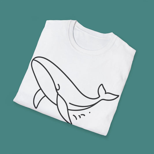 Minimalist Line Art Whale Unisex T-Shirt
