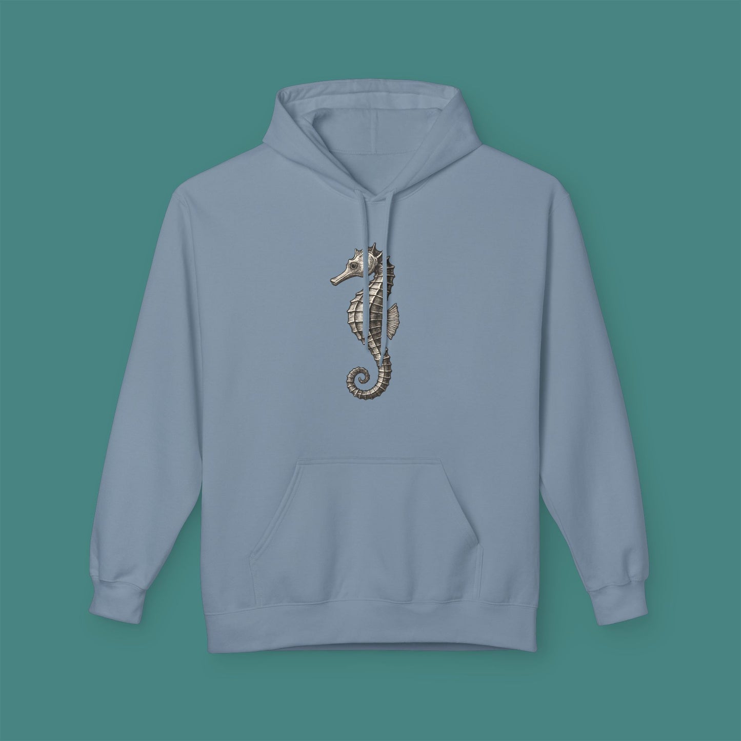 Vintage Etching Seahorse Fleece Unisex Hoodie
