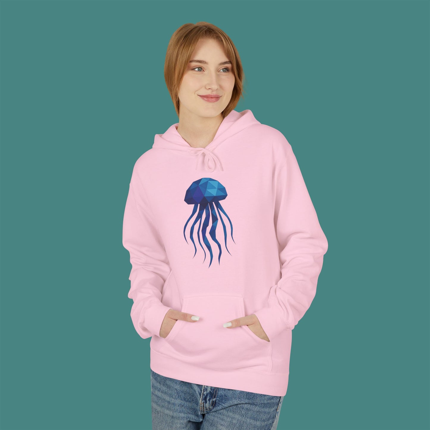 Geometric Polygon Jellyfish Fleece Unisex Hoodie