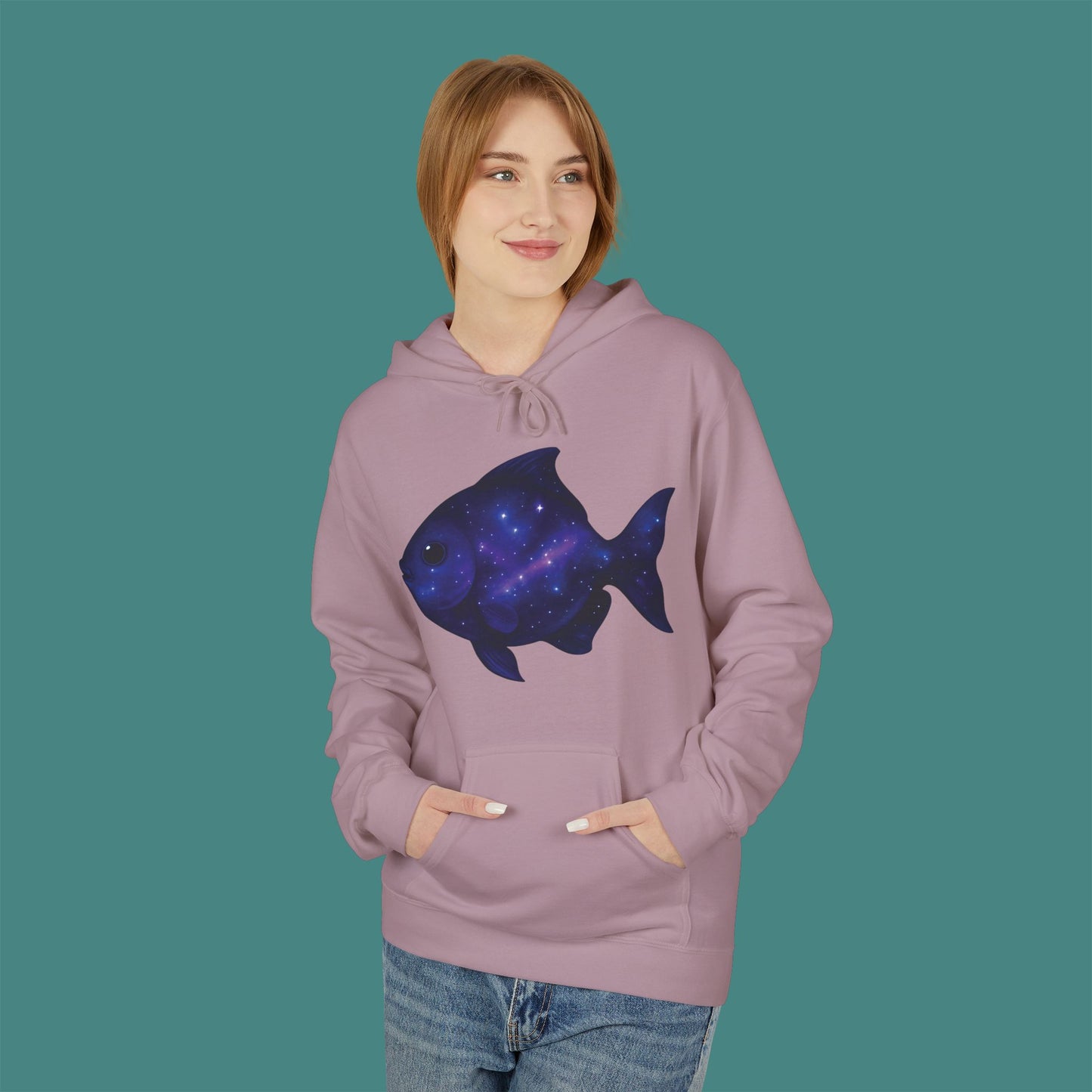 Cosmic Galaxy Fish Fleece Unisex Hoodie