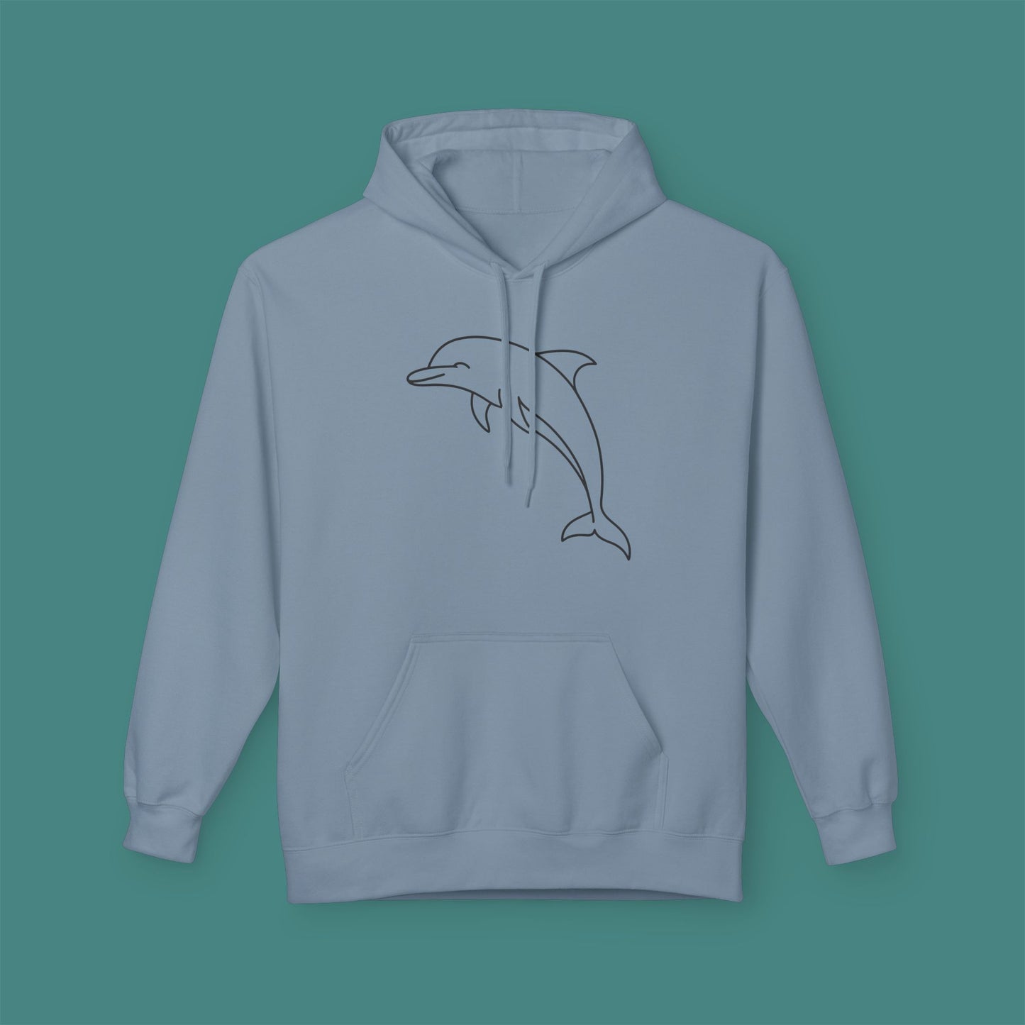 Minimalist Line Art Dolphin Fleece Unisex Hoodie