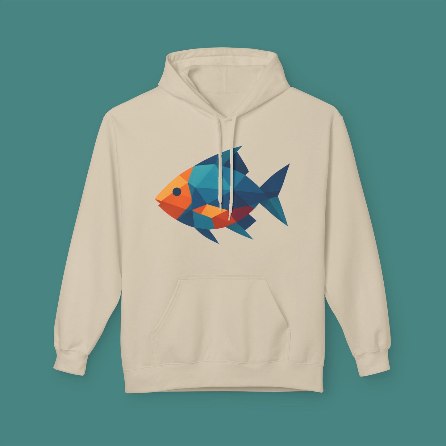 Geometric Polygon Fish Fleece Unisex Hoodie