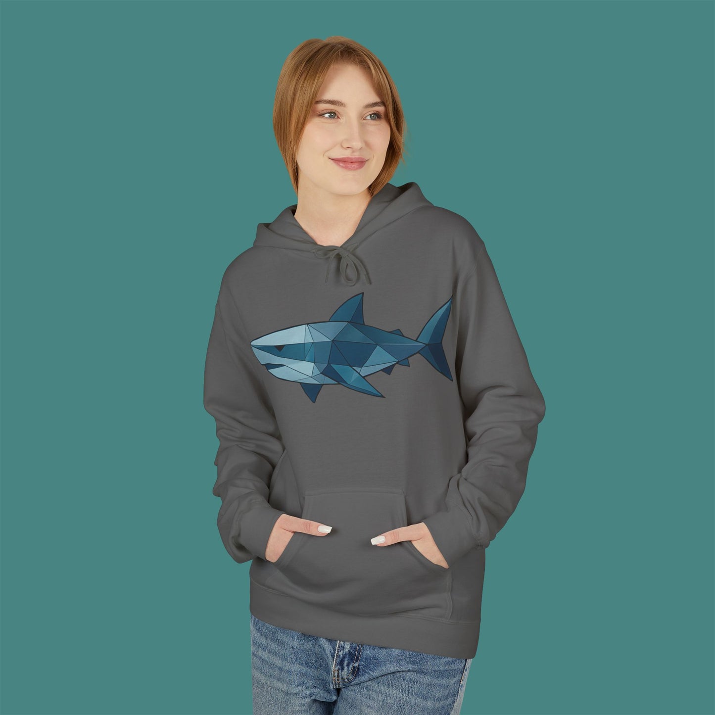 Geometric Polygon Shark Fleece Unisex Hoodie