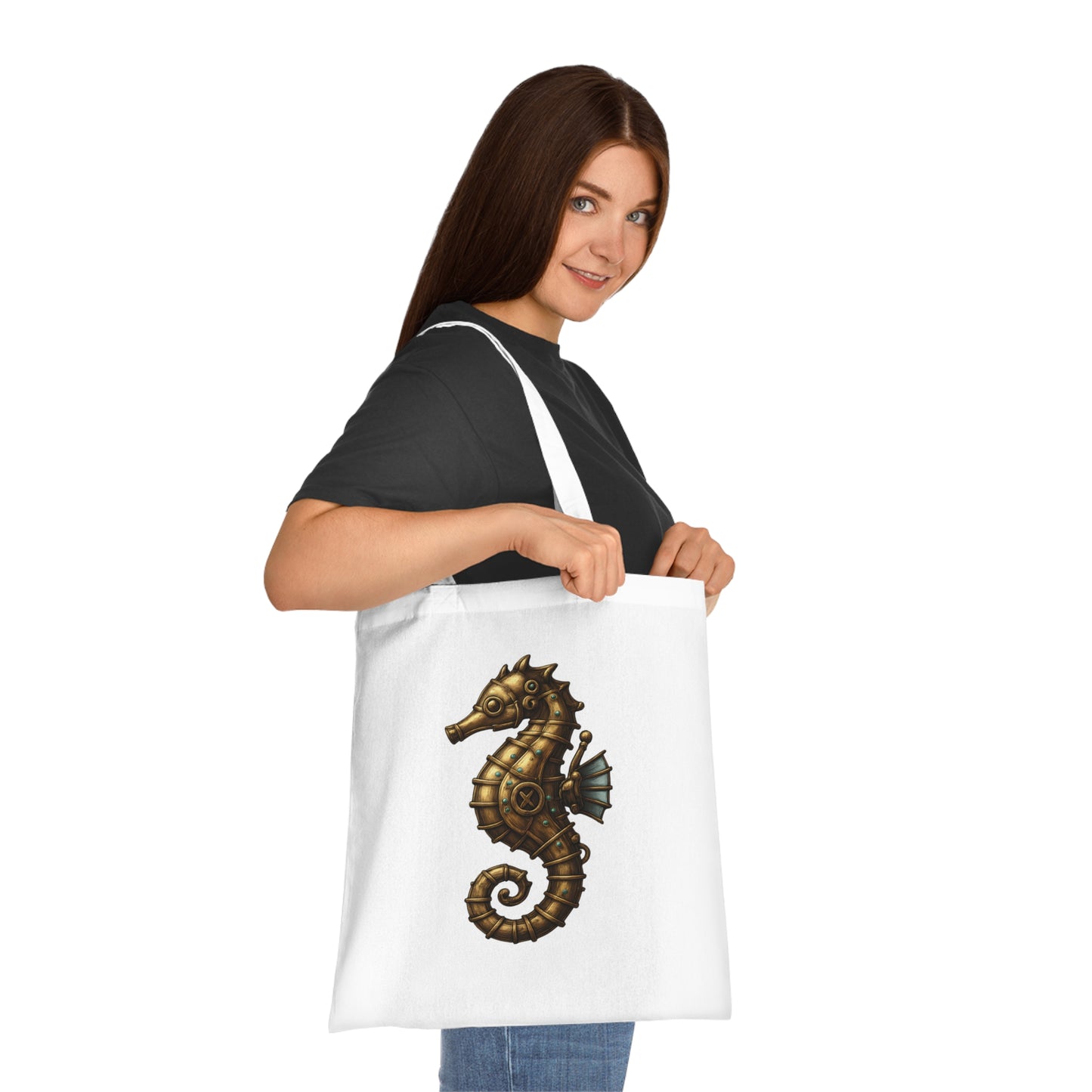 Steampunk Mechanical Seahorse Tote Bag