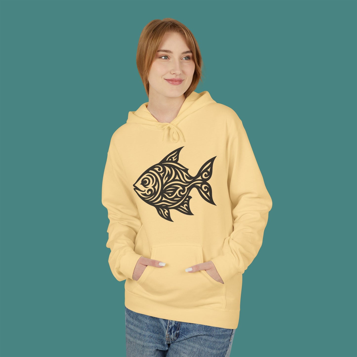 Tribal Tattoo Fish Fleece Unisex Hoodie
