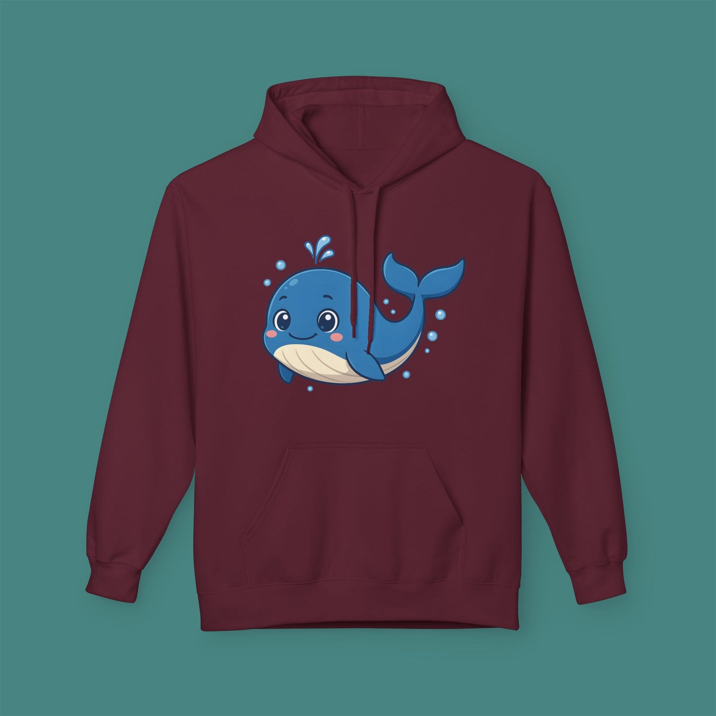 Cartoon Cute Whale Fleece Unisex Hoodie