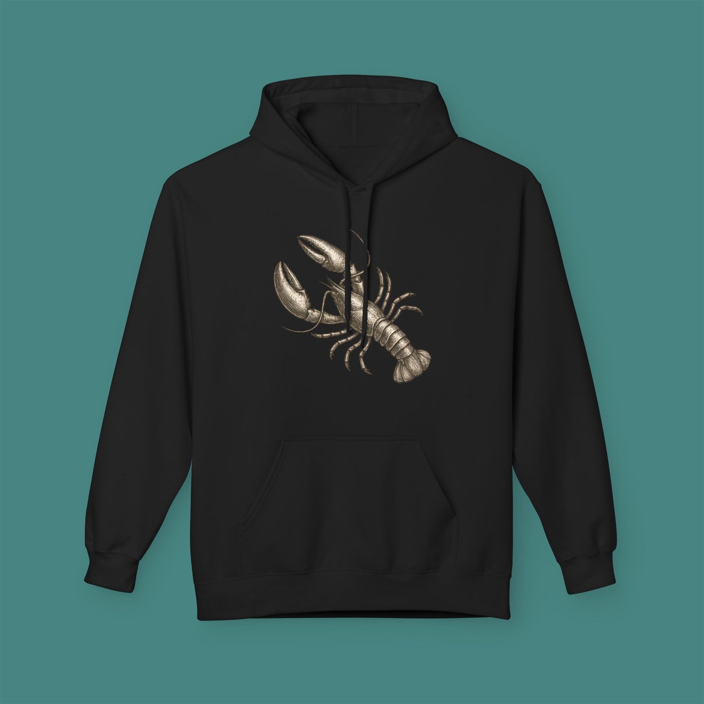 Vintage Etching Lobster Fleece Unisex Hoodie